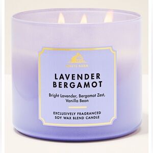 “LAVENDER BERGAMOT” by BBW/WB, 3-Wick Scented Candle, 14.5 oz, BOX & NWTag base